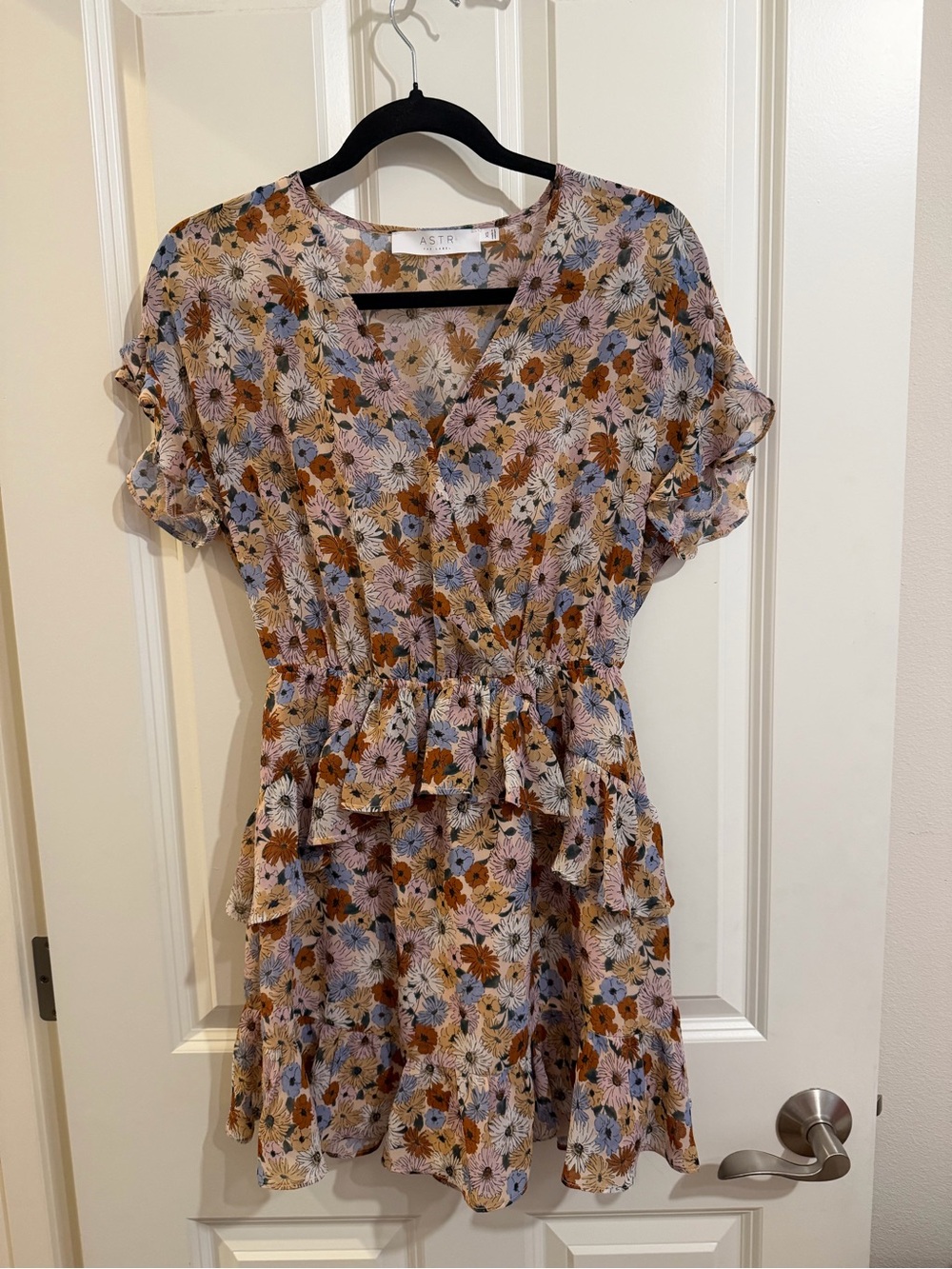ASTR the label floral ruffle cottage core mini dress, size xs
